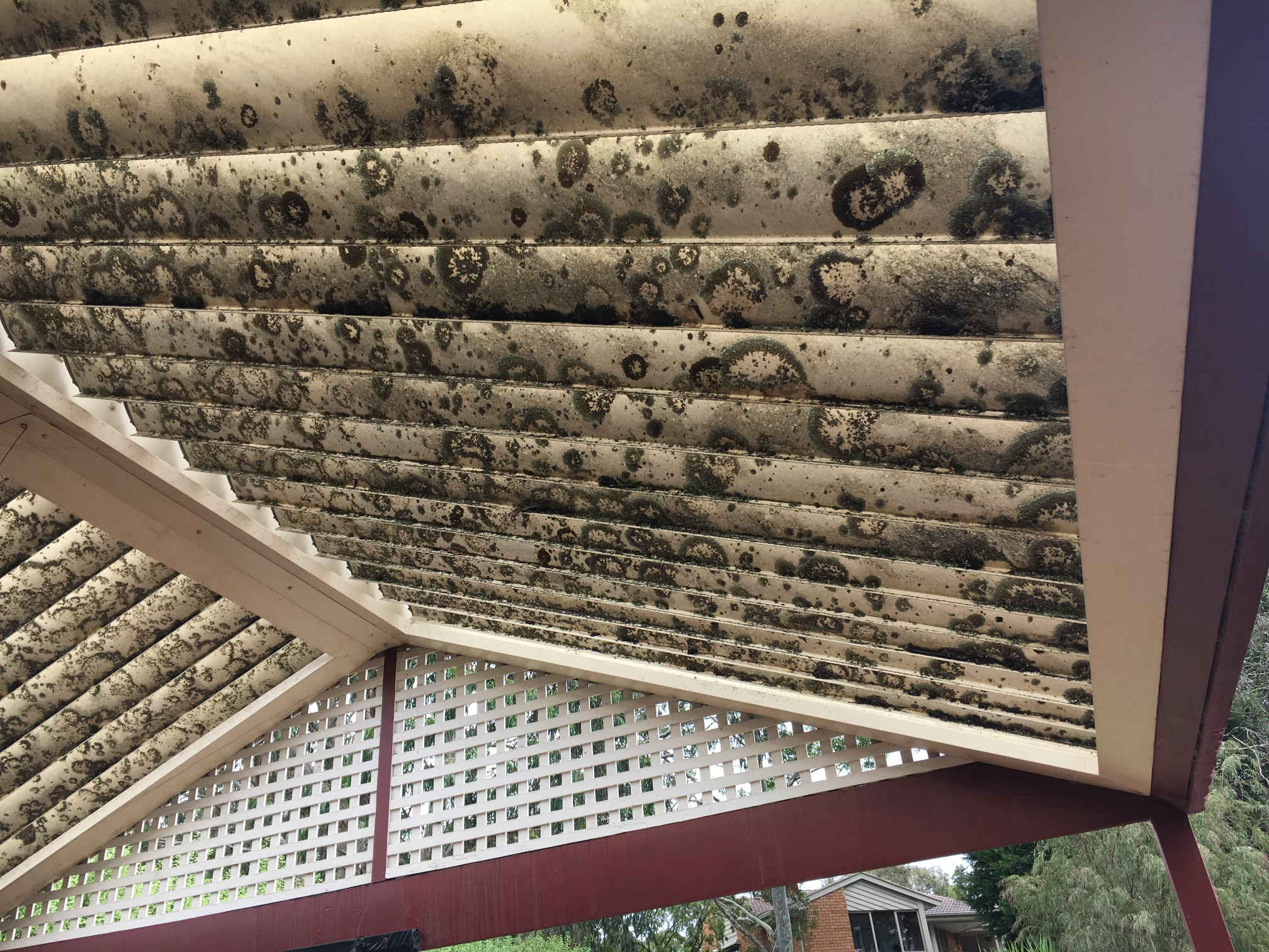 Photo of a dirty louvre roof system
